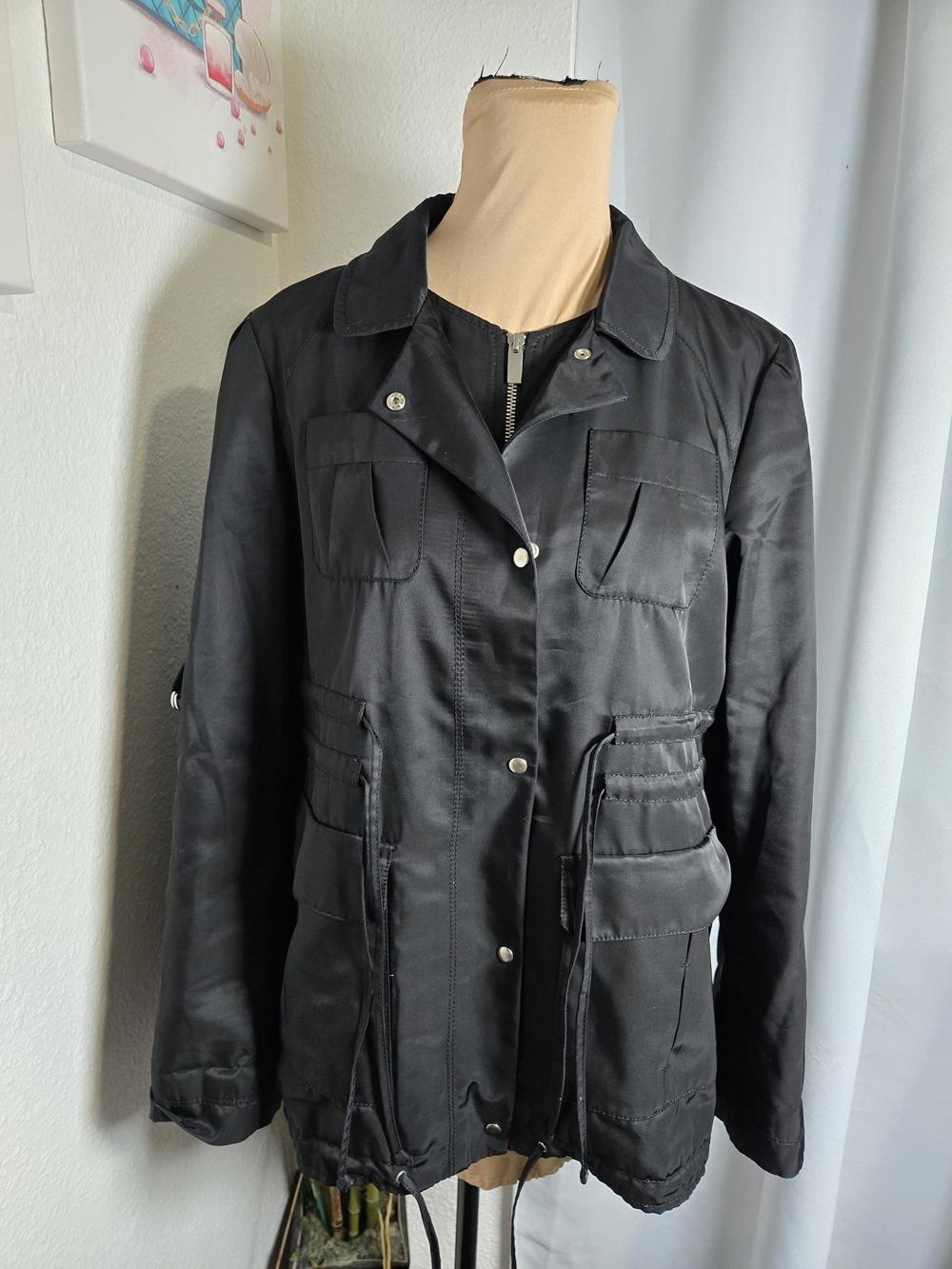 Banana Republic Black Utility Jacket with Drawcord Waist